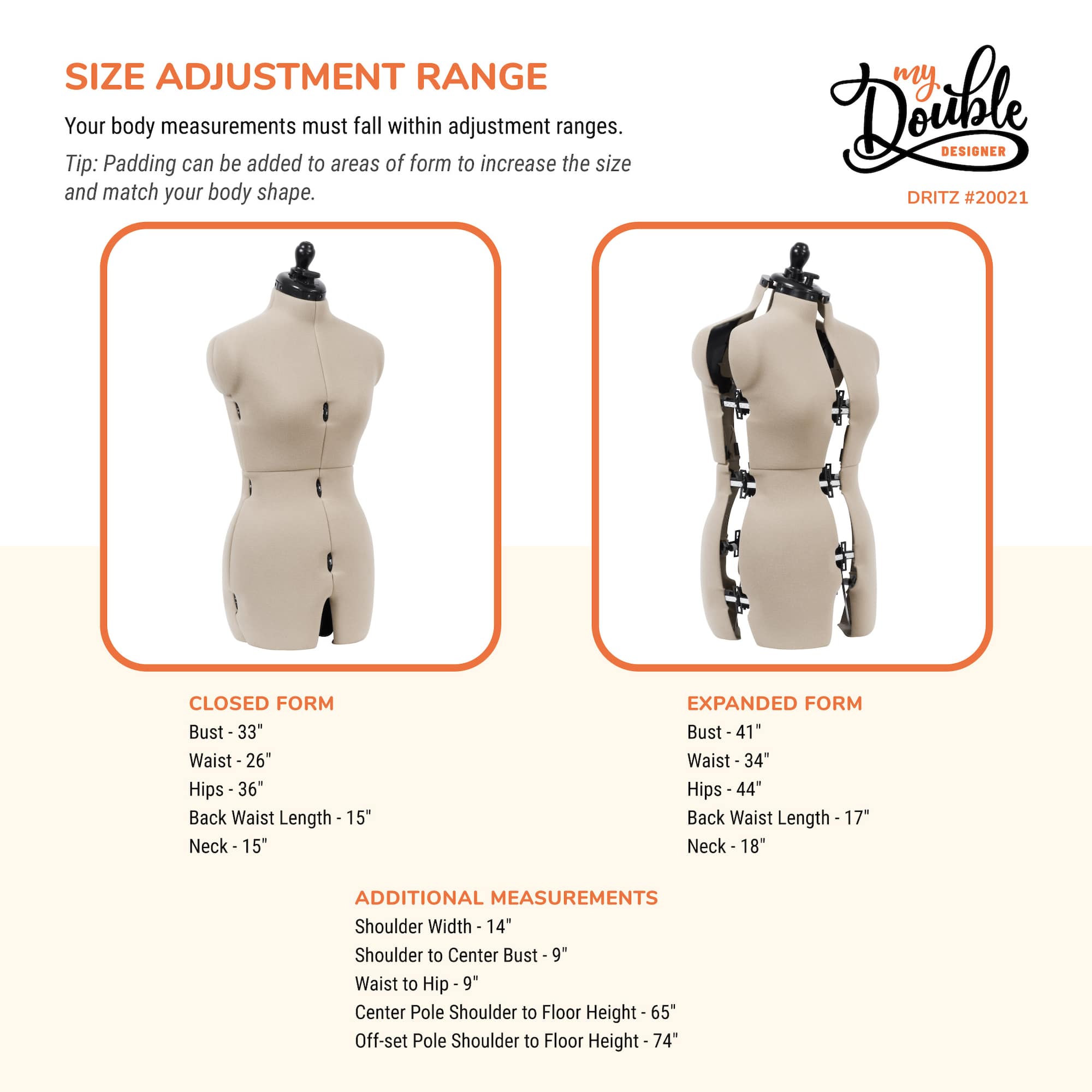 Dritz® My Double Designer Dress Form with Adjustable Tri-Pod Stand